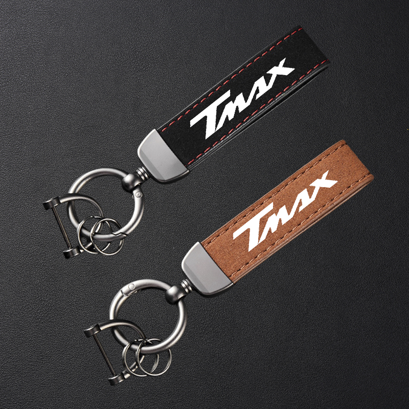 Tech Keychain Accessories - High-Grade Leather Suede Keychain Motorcycle Keyring